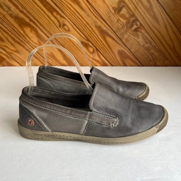 SOFTINOS Fly London Ita Slip on Shoe Loafer Gray Washed Leather - Picture 2 of 7